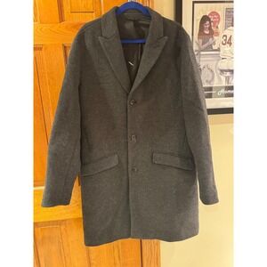 BONOBOS Mens Charcoal Grey Wool Blend Single Breasted Overcoat Standard Fit